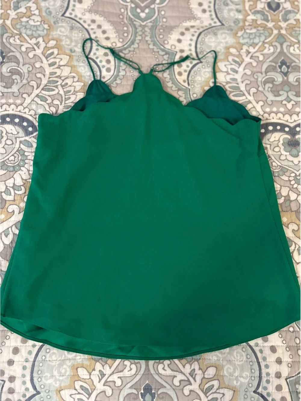 J.Crew Green Scalloped Edge Camisole Top Size 6